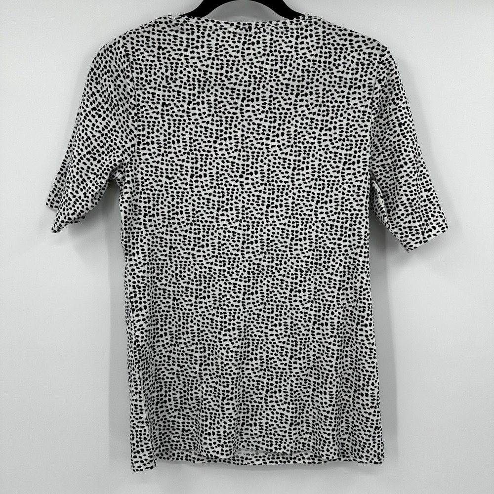 Chicos Bella Scoop Neck Bubble Dot Top Black White Cotton Size Small Capsule - Picture 5 of 8